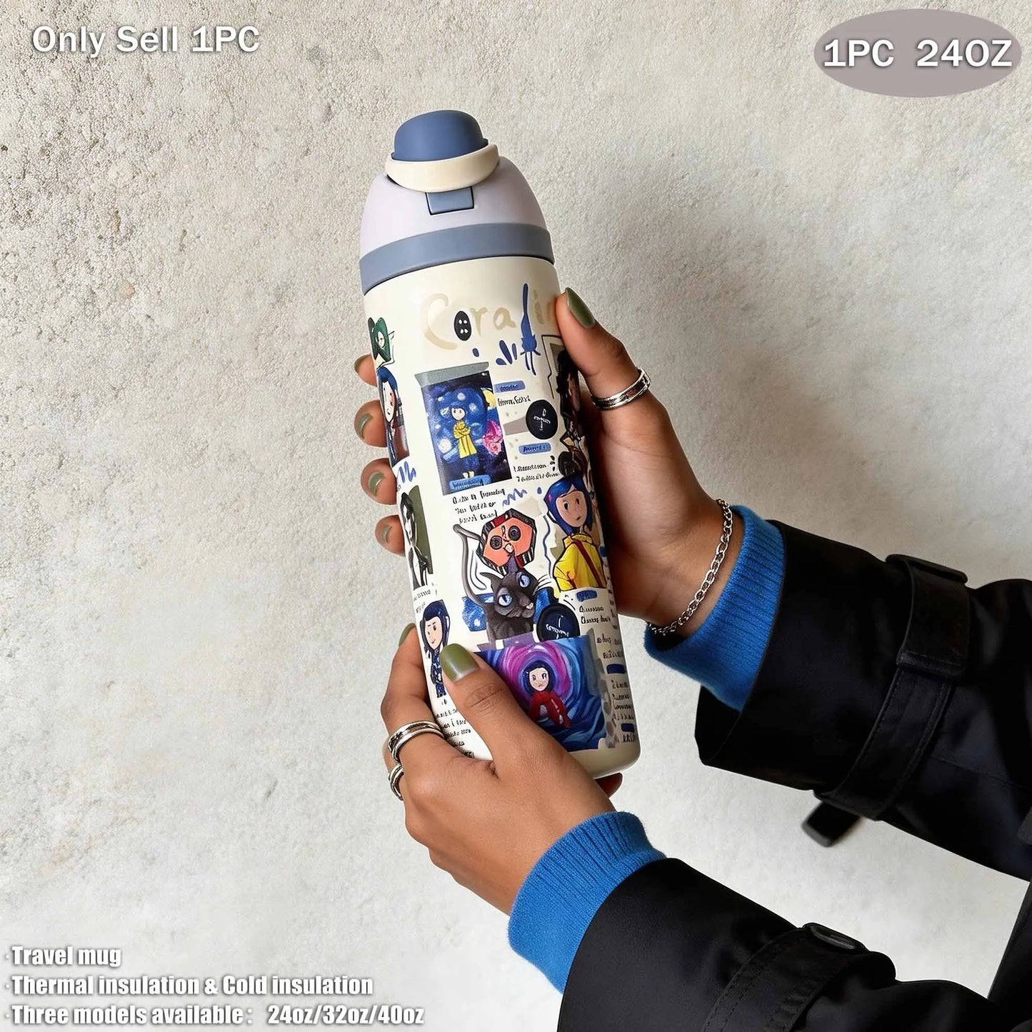 Insulated Stainless Steel Water Bottle, Vacuum Flasks, Thermal Flask, Drinkware Stylish Flasks, 24Oz-40Oz, Dual Layer, Straw Design, Ideal for Sports, Travel, Office, Gifts