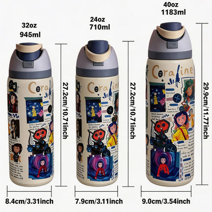 Insulated Stainless Steel Water Bottle, Vacuum Flasks, Thermal Flask, Drinkware Stylish Flasks, 24Oz-40Oz, Dual Layer, Straw Design, Ideal for Sports, Travel, Office, Gifts