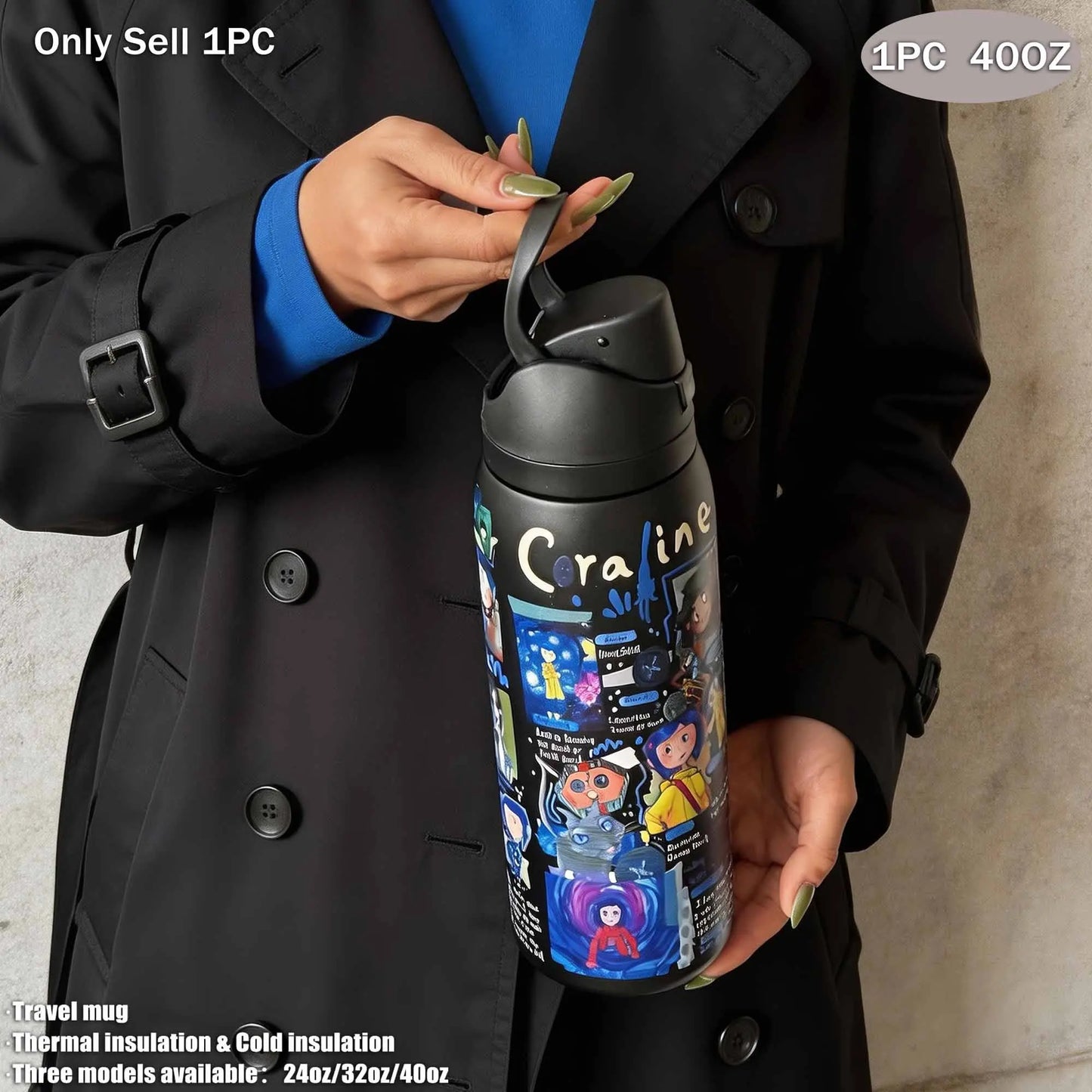 Insulated Stainless Steel Water Bottle, Vacuum Flasks, Thermal Flask, Drinkware Stylish Flasks, 24Oz-40Oz, Dual Layer, Straw Design, Ideal for Sports, Travel, Office, Gifts