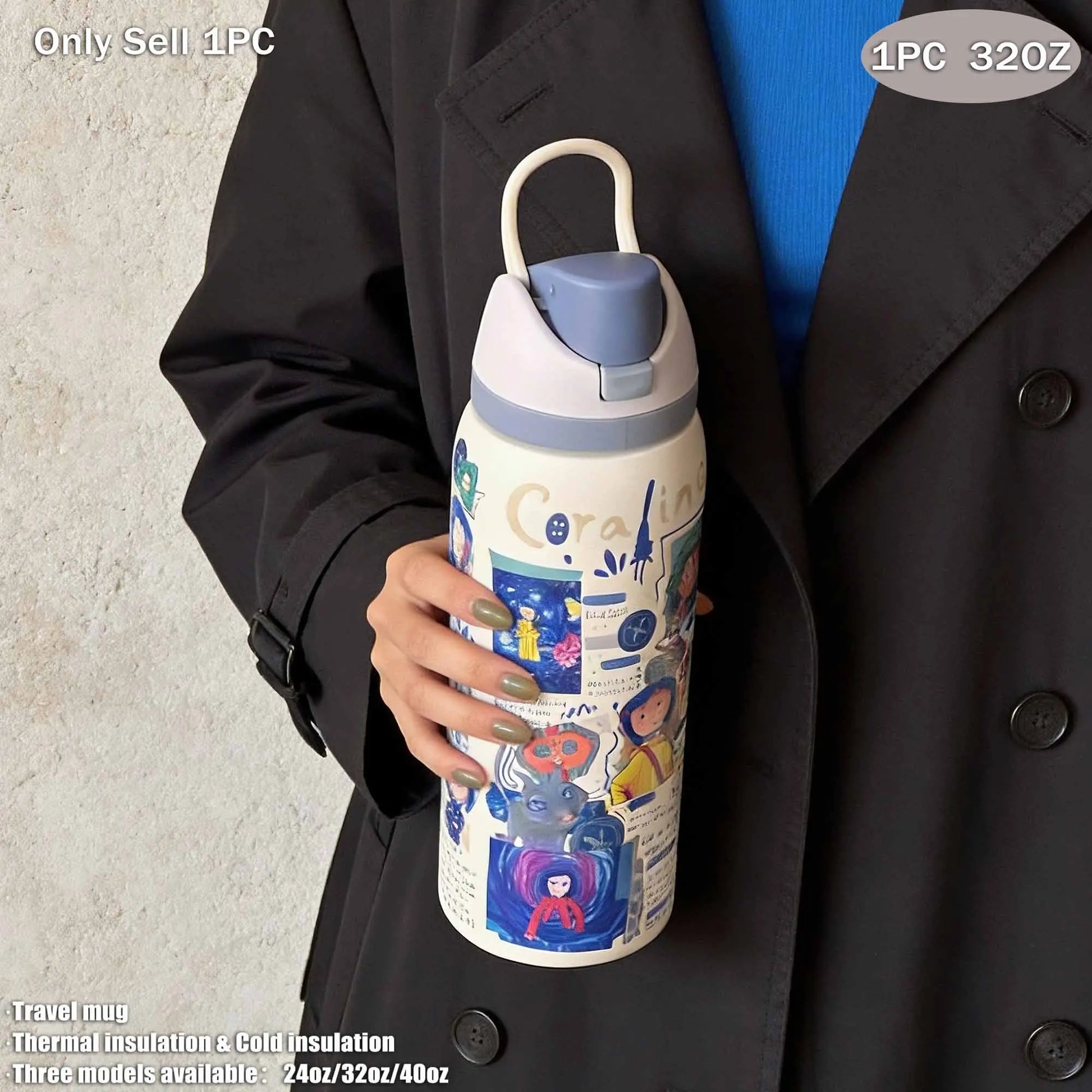 Insulated Stainless Steel Water Bottle, Vacuum Flasks, Thermal Flask, Drinkware Stylish Flasks, 24Oz-40Oz, Dual Layer, Straw Design, Ideal for Sports, Travel, Office, Gifts