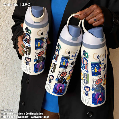 Insulated Stainless Steel Water Bottle, Vacuum Flasks, Thermal Flask, Drinkware Stylish Flasks, 24Oz-40Oz, Dual Layer, Straw Design, Ideal for Sports, Travel, Office, Gifts